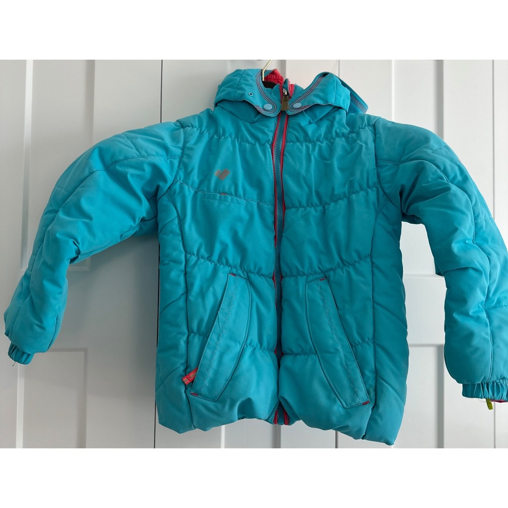 Obermeyer Kids I-Grow Puffer Jacket Turquoise Blue Pink Ski Winter Coat Size 7
